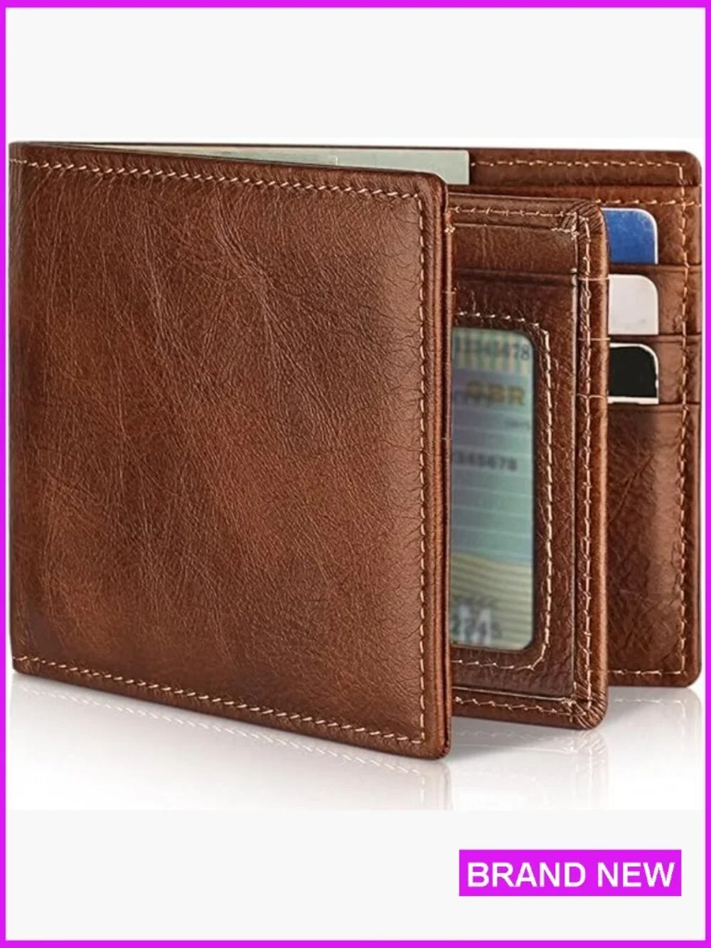 Genuine Leather Bifold RFID Blocking Wallet Men's Classic 13 Card Slots